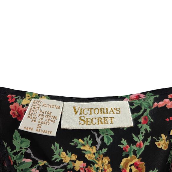 VTG VICTORIA SECRET SMALL GOLD LABEL Y2K FLORAL SATIN LACE SPAGHETTI STRAP CAMI - Picture 3 of 4